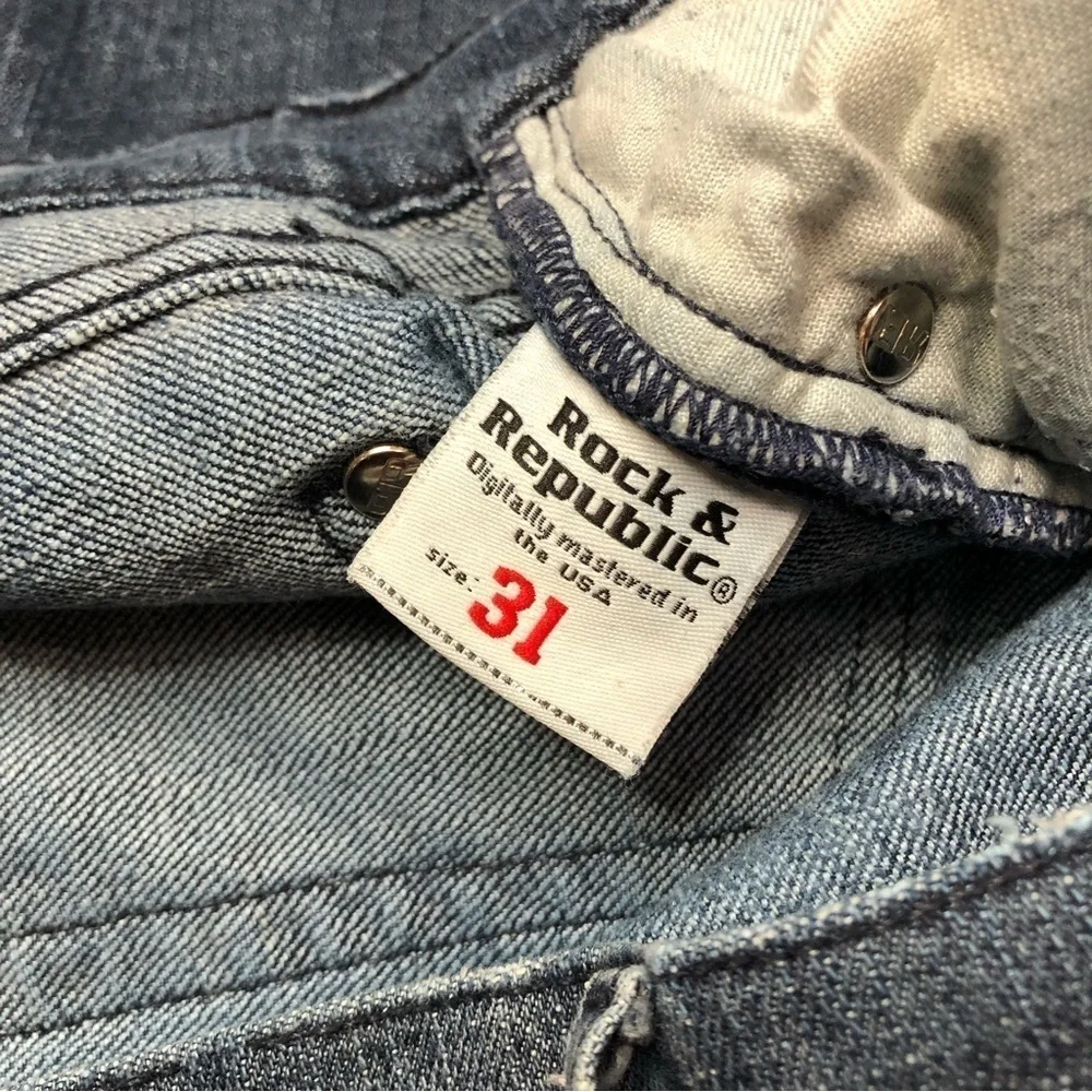 Rock & Republic Roth bootcut jeans whiskering light distressing low rise 31